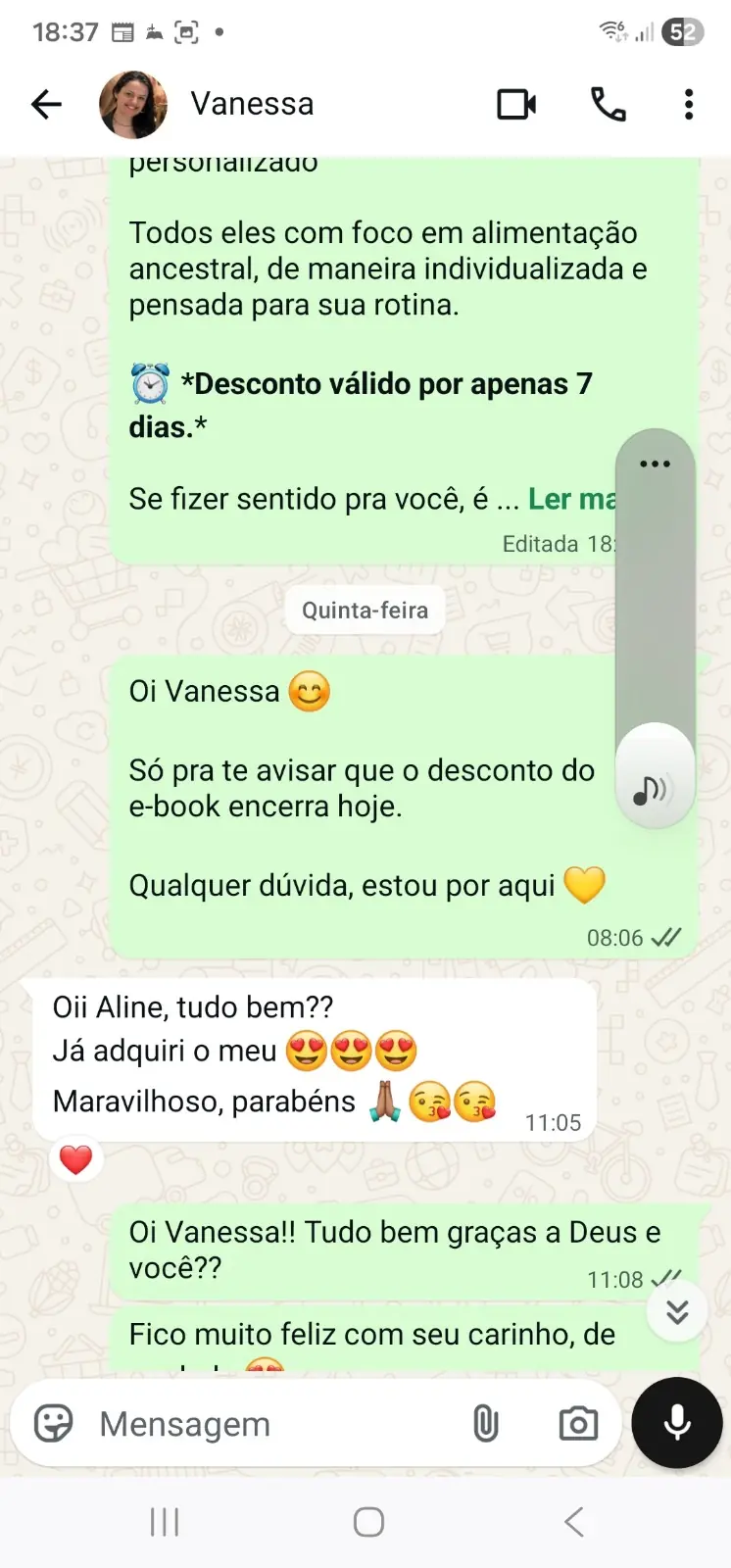 Depoimento de Vanessa sobre o trabalho da Aline Moriano